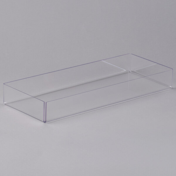 A clear plastic drawer for a Cal-Mil bread box.