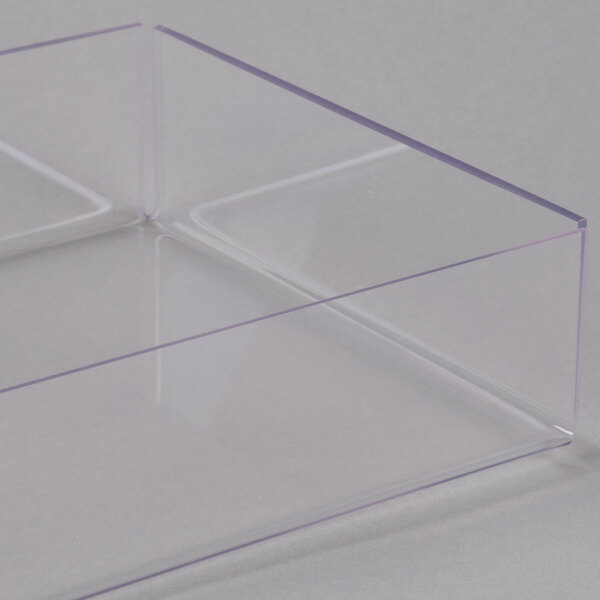 A clear plastic drawer for a Cal-Mil Pullman Loaf Bread Box.