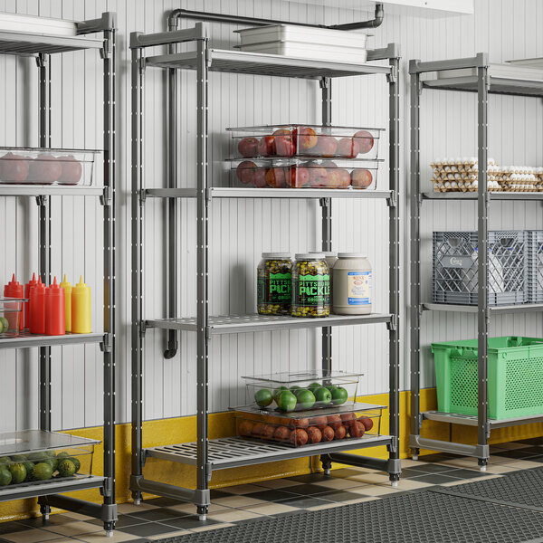 Cambro CBU183072V4580 Camshelving® Basics Plus Vented 4-Shelf Stationary Starter Unit - 18" x 30" x 72"