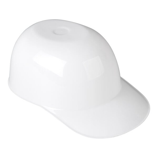 An 8 oz. white mini baseball helmet-shaped bowl designed for serving ice cream or snacks.