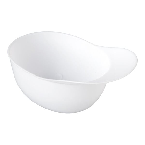A white plastic mini baseball helmet-shaped bowl designed for serving ice cream or snacks.