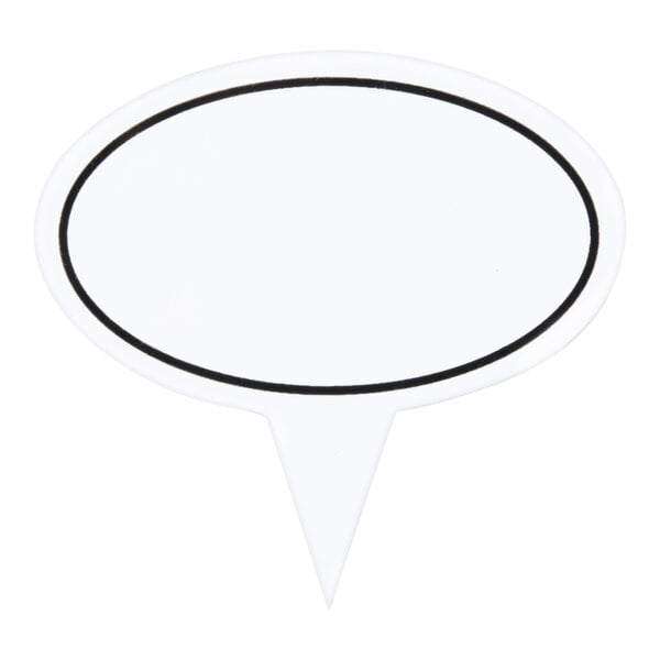 Oval Write-On 2 5/8" x 1 5/8" Deli Sign Spear with Solid Black Border - 25/Pack