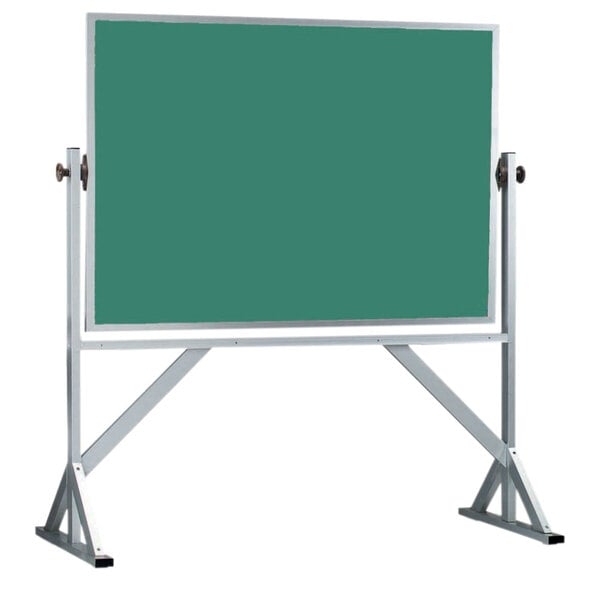 A green rectangular chalkboard on a stand.