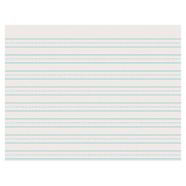 White newsprint paper with 1/4" blue skip-a-line ruled lines.