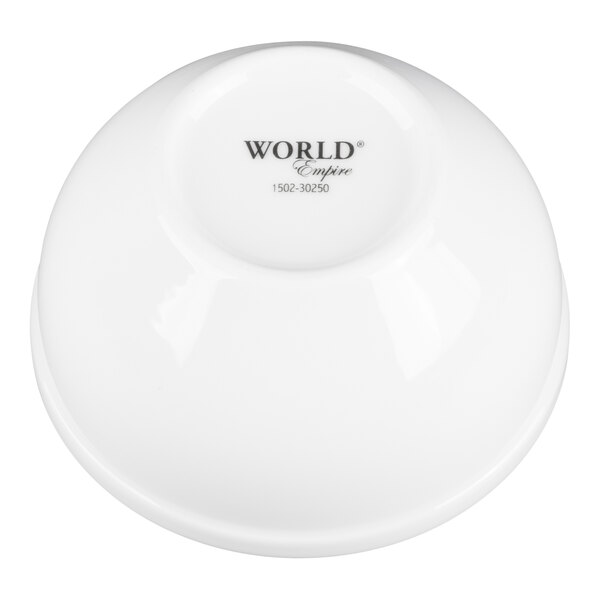 A white porcelain bowl shown upside down with the brand name 'WORLD Empire' and a product number printed on the bottom.