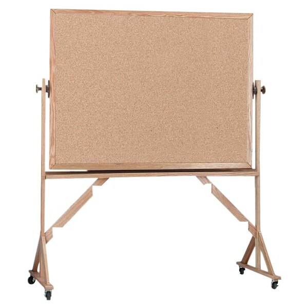 Aarco WRBC3648 36" x 48" Reversible Free Standing White Melamine Markerboard / Natural Cork