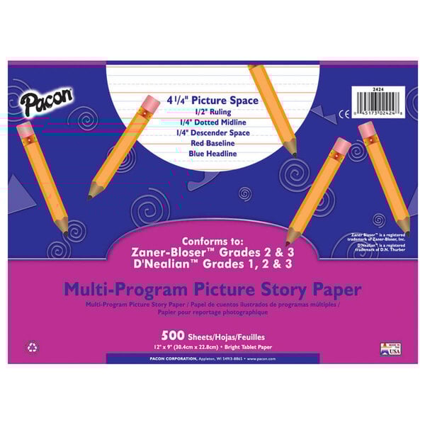 8 x 10-1//2 Pacon 2418 Multi-Program Handwriting Paper 16 lbs 500 Sheets//Pack White