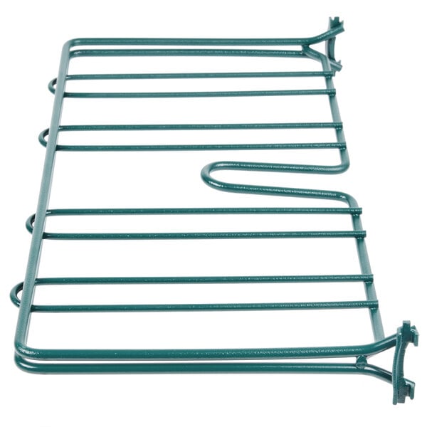 A green Metroseal wire shelf divider for a Metro rack with two bars.