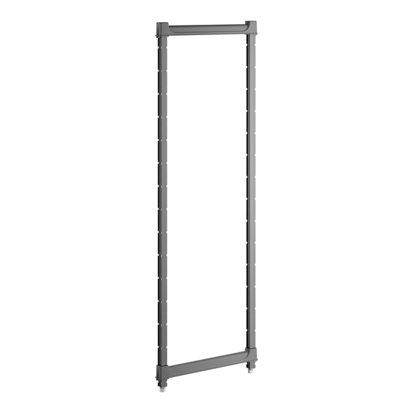 A gray stationary shelving post kit with two vertical posts and connecting bars.