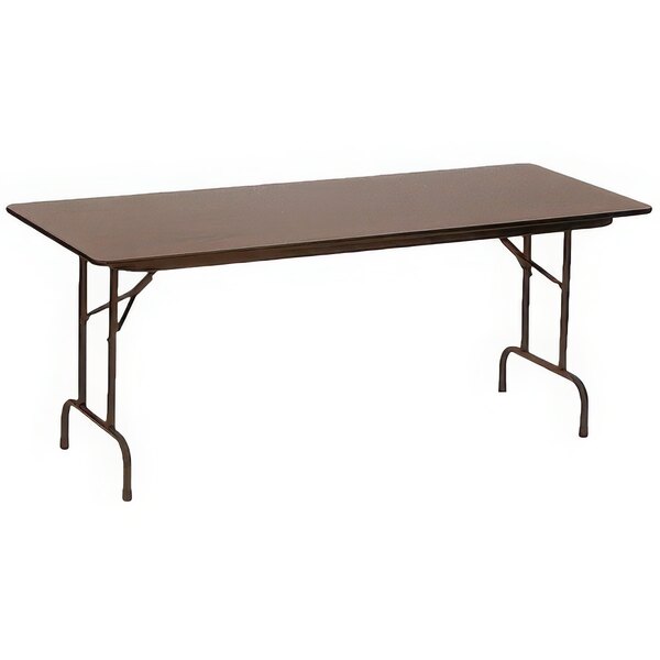 Correll 30" x 60" Walnut Solid High Pressure Heavy Duty Adjustable Height Folding Table with Plywood Core