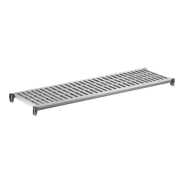 A rectangular vented shelving kit with a slotted surface and metal frame.