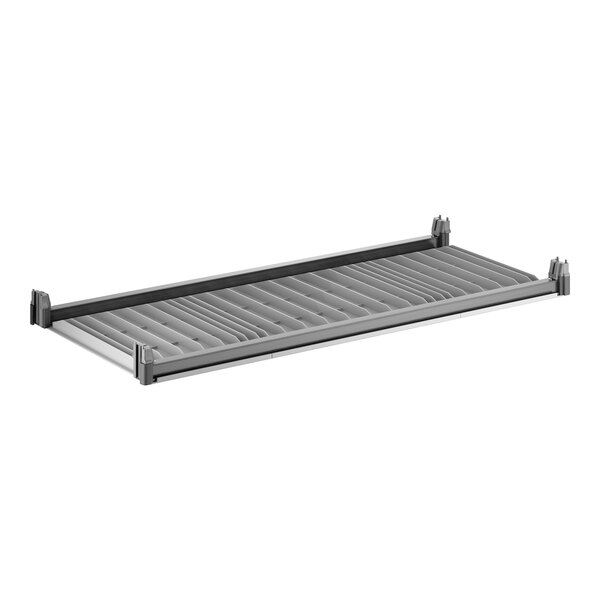A rectangular solid shelf kit with a ribbed surface and four corner supports.