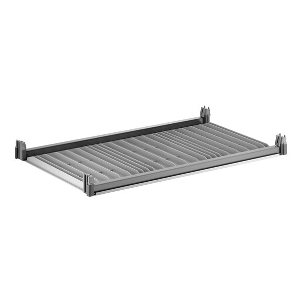 A rectangular solid shelf kit with a ribbed surface and four corner connectors.
