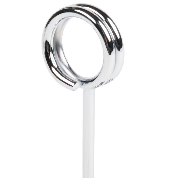 An American Metalcraft chrome swirl base card holder with a white background.
