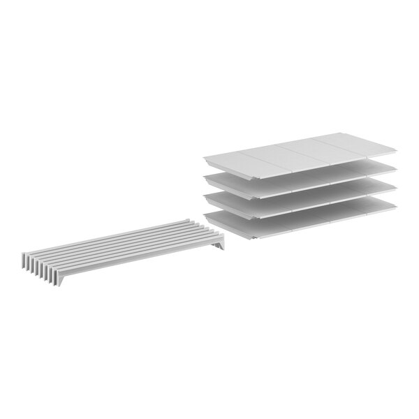A drawing of a white Cambro Camshelving® Premium rectangular shelf kit with lines.