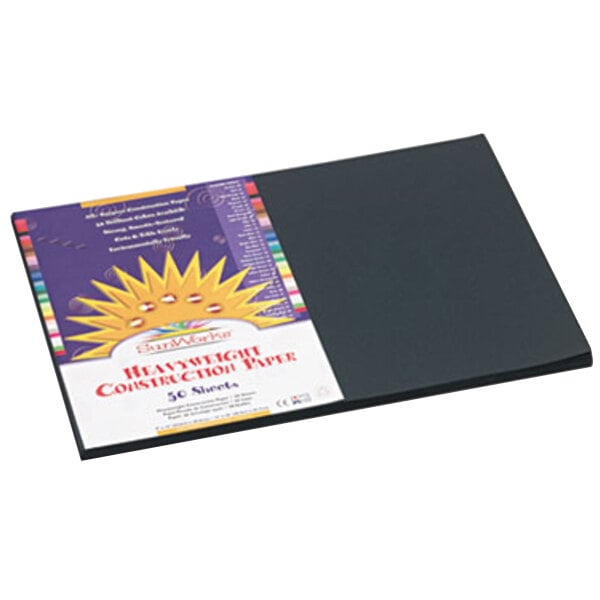 SunWorks 6307 black construction paper pad with a label on it.