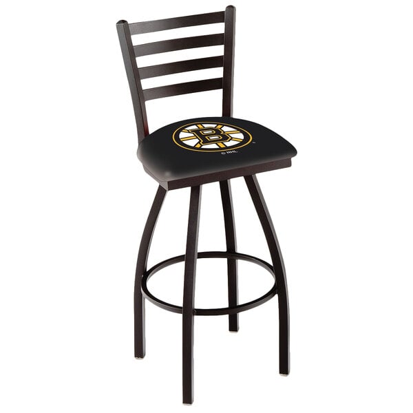 Holland Bar Stool L01430bosbru Boston Bruins Swivel Stool With Ladder Back And Padded Seat