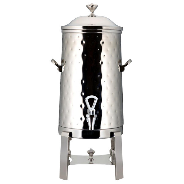 A Bon Chef stainless steel coffee chafer urn with a lid.