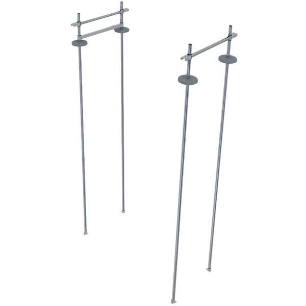 A pair of metal poles with round handles on each end.