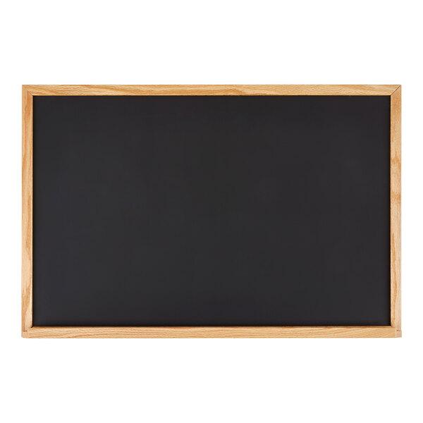 A black chalkboard with a wooden frame.
