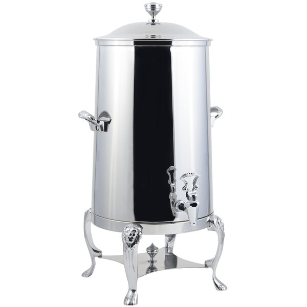 A Bon Chef stainless steel coffee chafer urn with a lid.