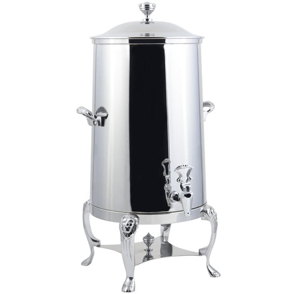 A Bon Chef stainless steel coffee chafer urn with a lid.