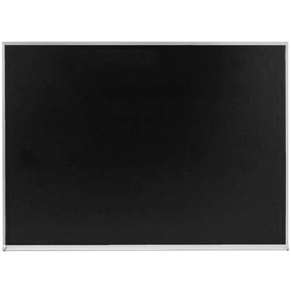 A black rectangular chalkboard with a silver border.