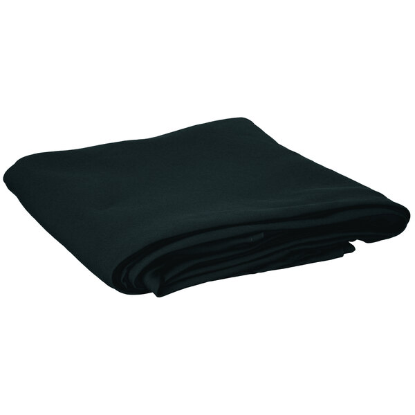 A folded hunter green table cover on a white background.