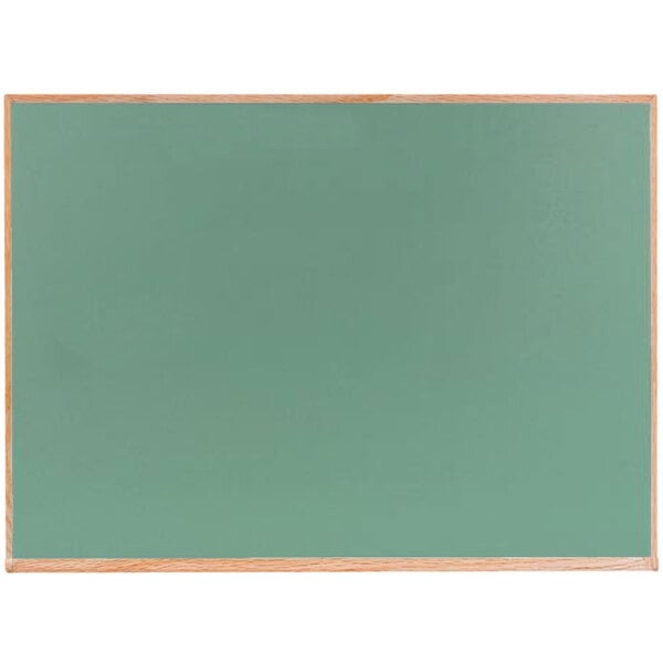 A green chalkboard with a wooden frame.