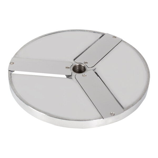 A circular stainless steel Sammic FC-6+ 1/4" slicing disc with four holes.