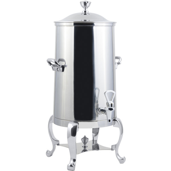 A Bon Chef stainless steel coffee chafer urn with a lid.