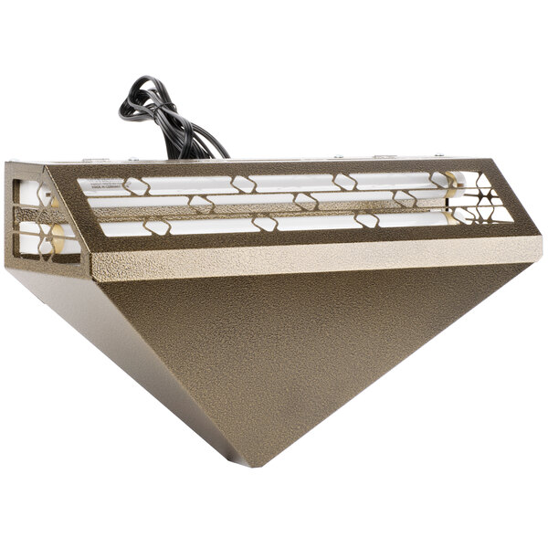 A Curtron gold metal wall sconce with wires.