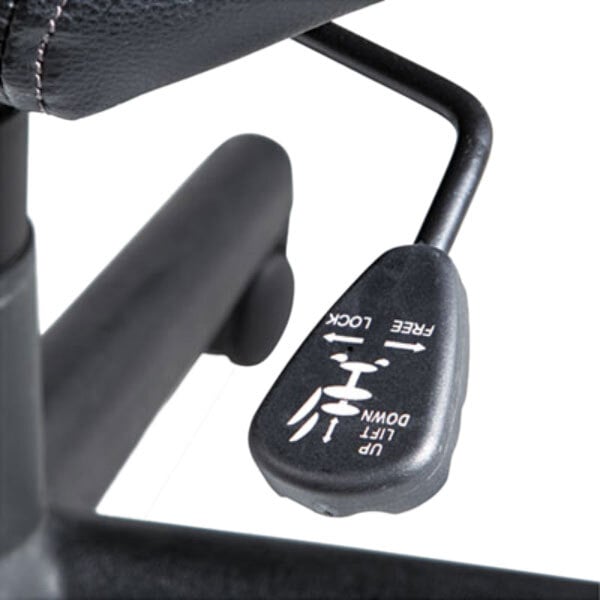 A close-up of the black leather armrest on an OIF Executive Office Chair.
