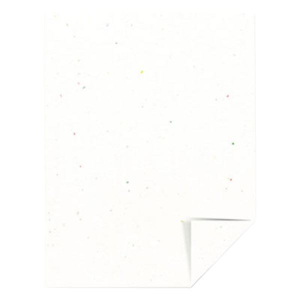 A ream of Astrobrights Stardust White color paper with a corner curl.