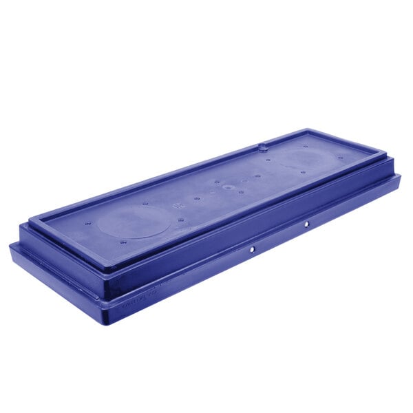 a blue rectangular object with holes