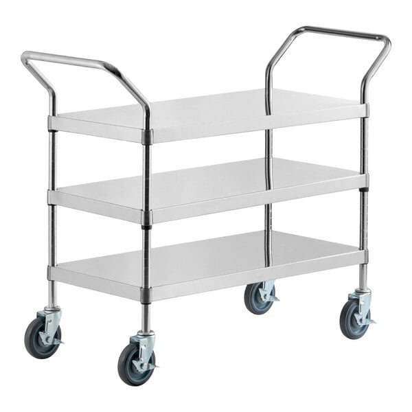 Regency Stainless Steel Three Shelf Utility Cart - 18" x 46" x 37"
