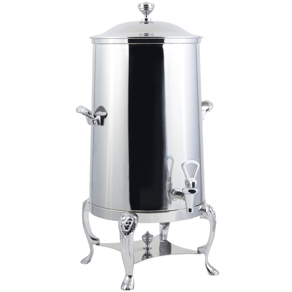 A Bon Chef stainless steel coffee chafer urn with a lid.