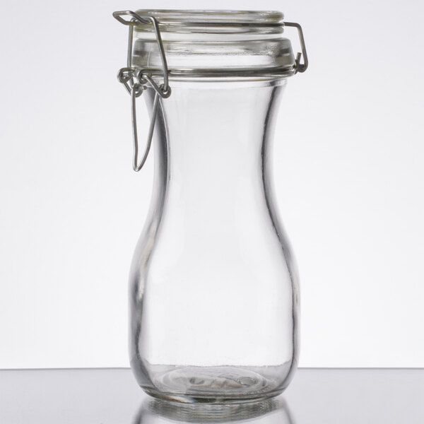 Acopa 8.5 oz. Glass Carafe with Resealable Lid - 12/Case