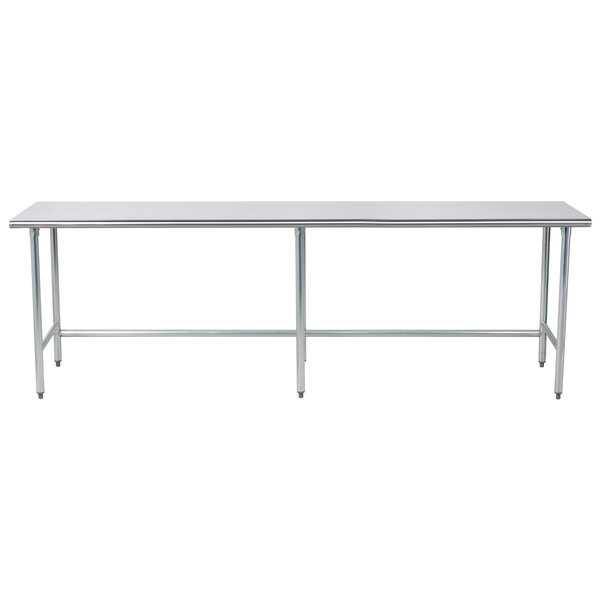 a long table with metal legs