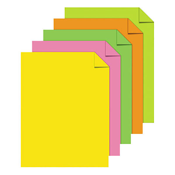 A group of colorful Astrobrights papers in a row.