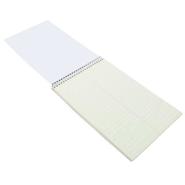 A white spiral bound Ampad steno pad with Gregg ruled lined paper.
