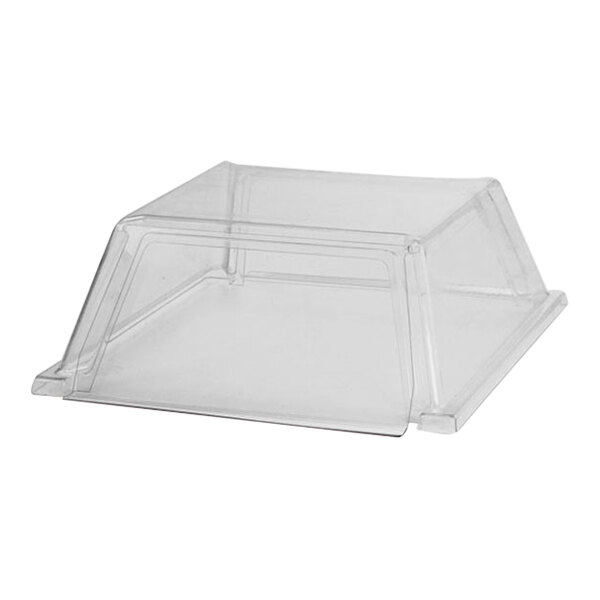 A clear plastic container with a clear lid for a Star hot dog roller.