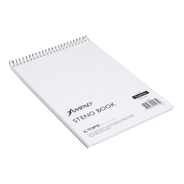 Ampad 25-472 6" x 9" Gregg Ruled White Wirebound Steno Pad - 12/Pack