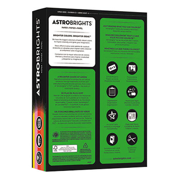 A green and black box of Astrobrights Vintage Color Paper with white text.