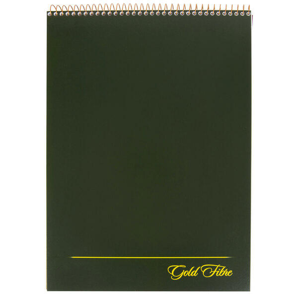 An Ampad wirebound planner pad with a green cover and yellow writing on it.
