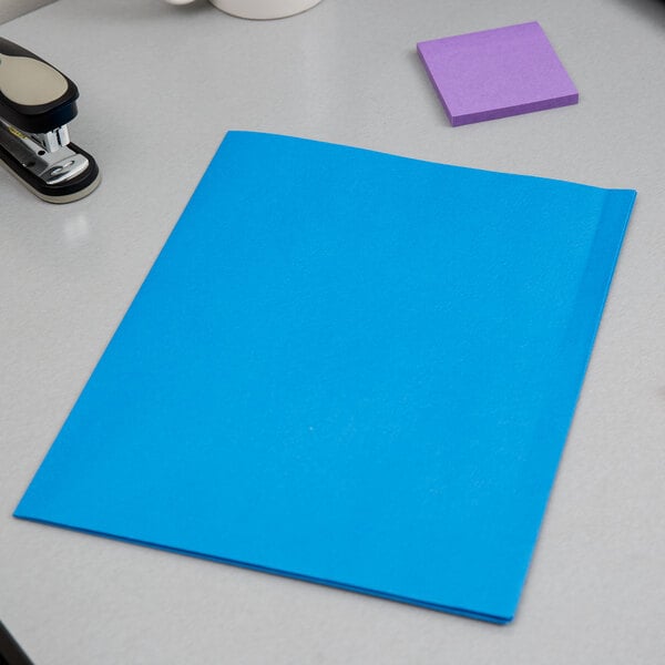 Oxford Twin-Pocket Folder Embossed Leather Grain Paper Light Blue 25/Box 57501