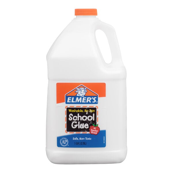A 1-gallon container of Elmer's white liquid school glue.