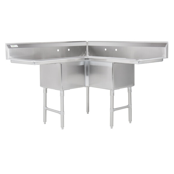 Regency 57 16 Gauge Stainless Steel Three Compartment Commercial Regency 57 16 Gauge Stainless Steel Three Compartment Commercial Corner Sink With 2 Drainboards 18 X