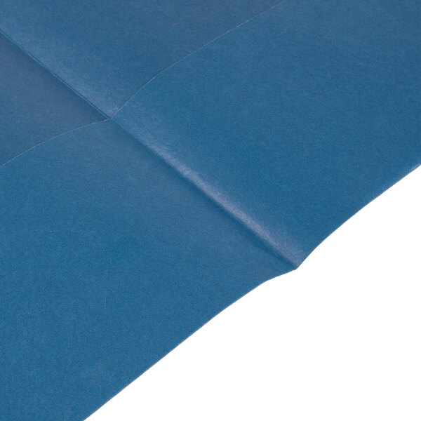 A blue Oxford 2-pocket folder made of embossed paper.