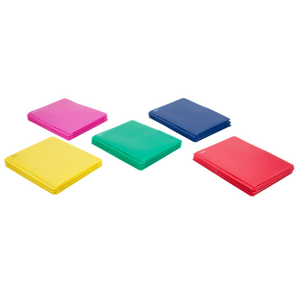 A stack of Oxford plastic folders in assorted colors.